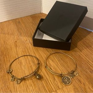 2 Alex and Ani Bracelets with Cupcake and “L” Charms